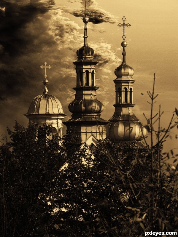 Three towers. photoshop picture